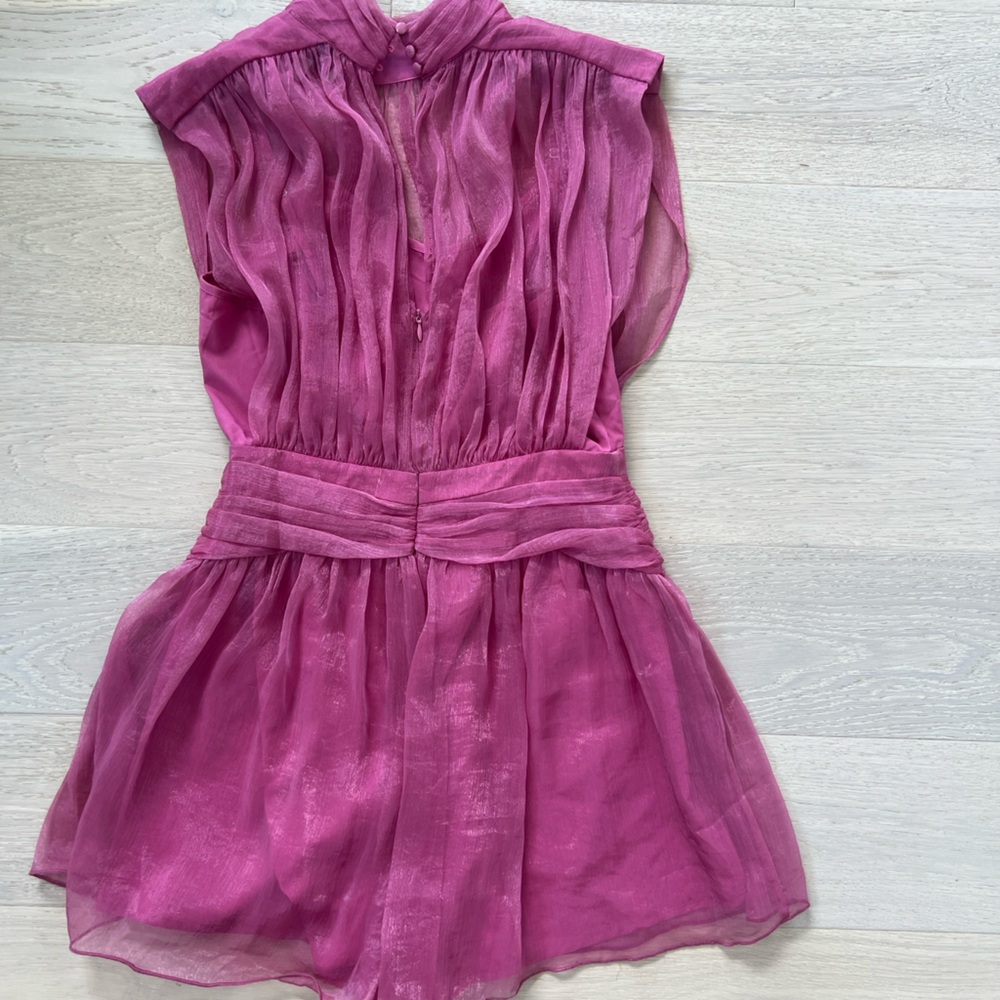 Adelyn Rae Fuchsia Sheer Romper - Picture 3 of 5
